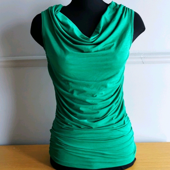 Green ruched cowl neck top - Picture 1 of 2